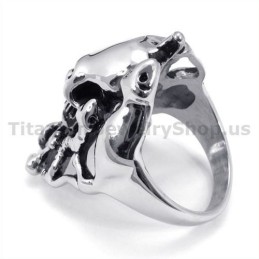 Anello In Titanio Con Teschio Di Serpente