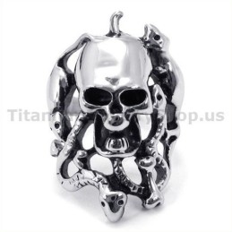 Anello In Titanio Con Teschio Di Serpente