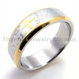 Anello In Titanio Con Croce