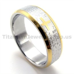 Anello In Titanio Con Croce