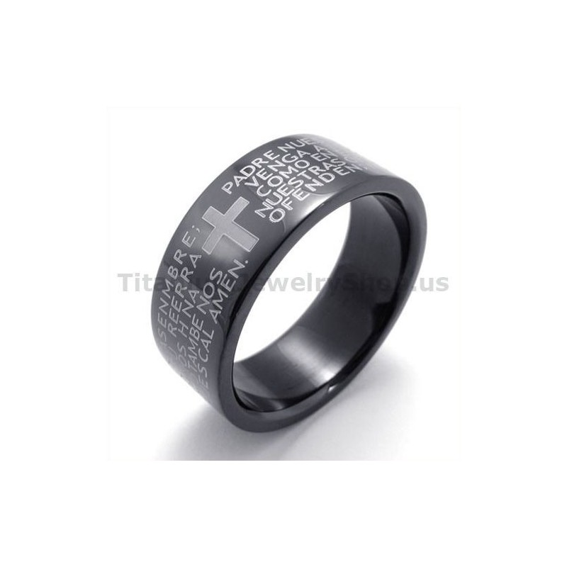 Anello In Titanio Nero Con Croce Anello In Titanio Nero Con Croce