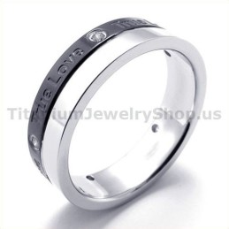 Anello True Love In Titanio Nero Con Diamante