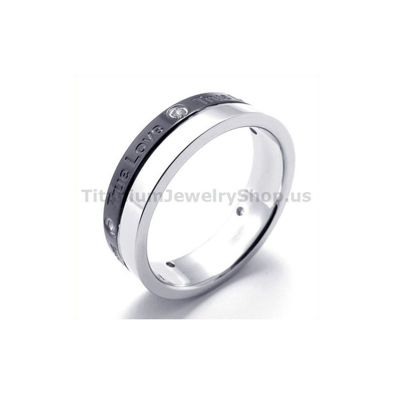 Anello True Love In Titanio Nero Con Diamante Anello True Love In Titanio Nero Con Diamante