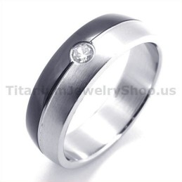 Anello In Titanio Nero Con Diamante