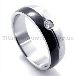Anello In Titanio Nero Con Diamante