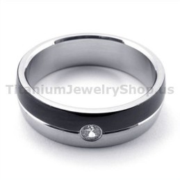 Anello In Titanio Nero Con Diamante