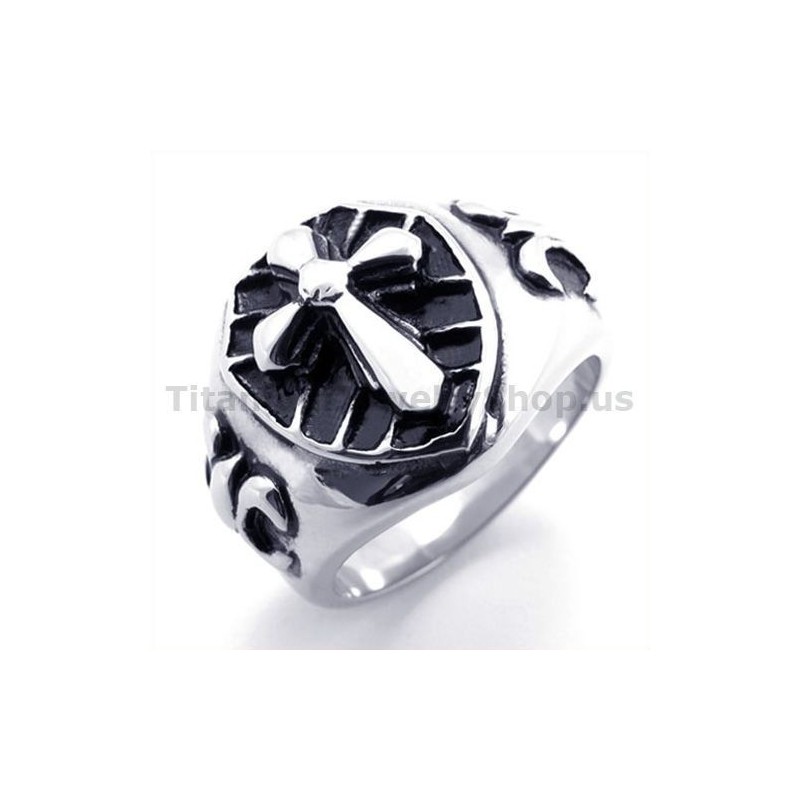 Anello In Titanio Con Croce