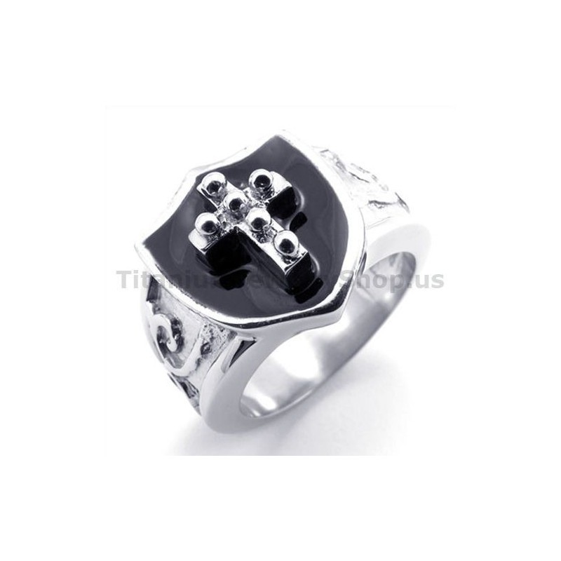 Anello In Titanio Con Croce