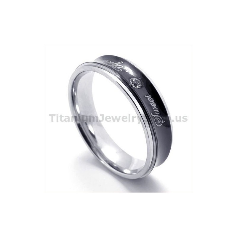 Anello Sweetheart In Titanio Nero Con Diamante Anello Sweetheart In Titanio Nero Con Diamante