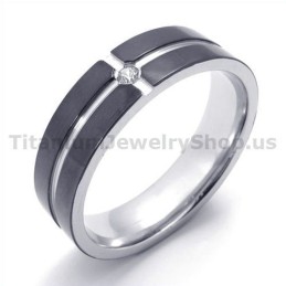 Anello In Titanio Nero Con Diamante