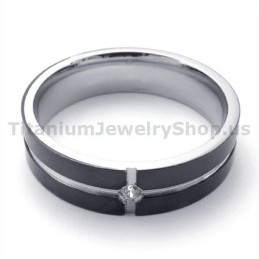 Anello In Titanio Nero Con Diamante