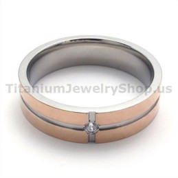 Anello In Titanio Dorato Con Diamante