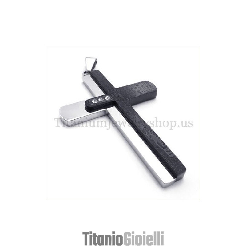 Ciondolo A Croce In Titanio Con Due Strati Di Stile Biblico