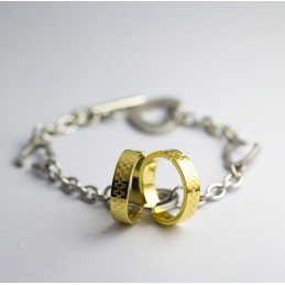 Bracciale In Titanio Con Doppio Cerchio In Oro