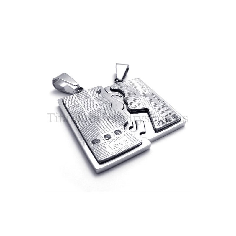 Ciondolo In Titanio Con Due Strati Di Argento Intrecciati Di Amanti Ciondolo In Titanio Con Due Strati Di Argento Intrecciati Di Amanti