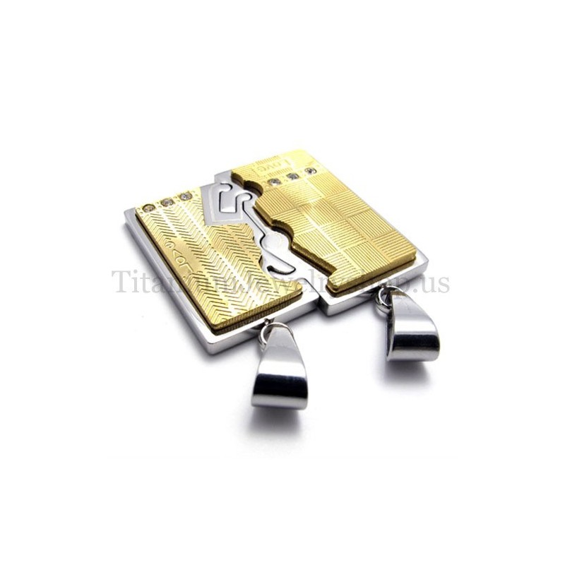 Ciondolo In Titanio Con Due Strati Di Oro Intrecciati Di Amanti Ciondolo In Titanio Con Due Strati Di Oro Intrecciati Di Amanti