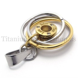 Anello Multiplo In Oro Con Inciso Il Ciondolo In Titanio "Take Time Love"