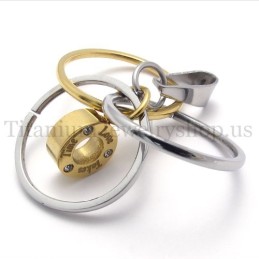 Anello Multiplo In Oro Con Inciso Il Ciondolo In Titanio "Take Time Love"