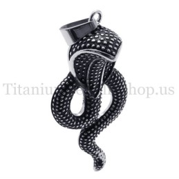 Ciondolo In Titanio Con Cobra Reale Nero