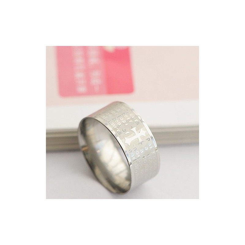 Anello In Titanio Con Croce Dell'Uomo Della Bibbia Anello In Titanio Con Croce Dell'Uomo Della Bibbia