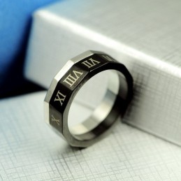 Anello Da Uomo In Titanio Con Numeri Romani Raffinati