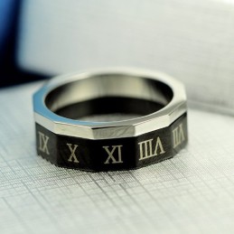 Anello Da Uomo In Titanio Con Numeri Romani Raffinati