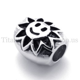 Ciondolo In Titanio Con Perlina Portafortuna A Forma Di Girasole, Ellissoidale