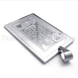 Nuovo Ciondolo In Titanio Con Carta Da Gioco Argentata (J)