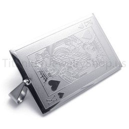Nuovo Ciondolo In Titanio Con Carta Da Gioco Argentata (K)