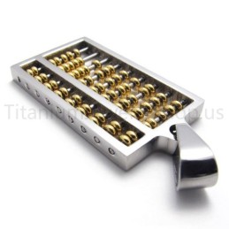 Nuovo Ciondolo In Titanio Abacus Dorato