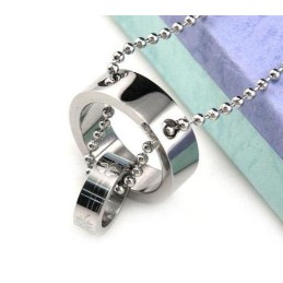 Collana Con Pendenti In Titanio Puro, Trifoglio, Doppio Cerchio