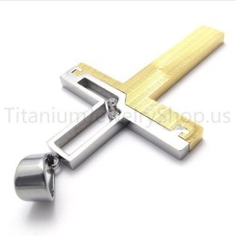 Nuovo Ciondolo In Titanio A Croce Cava Bicolore