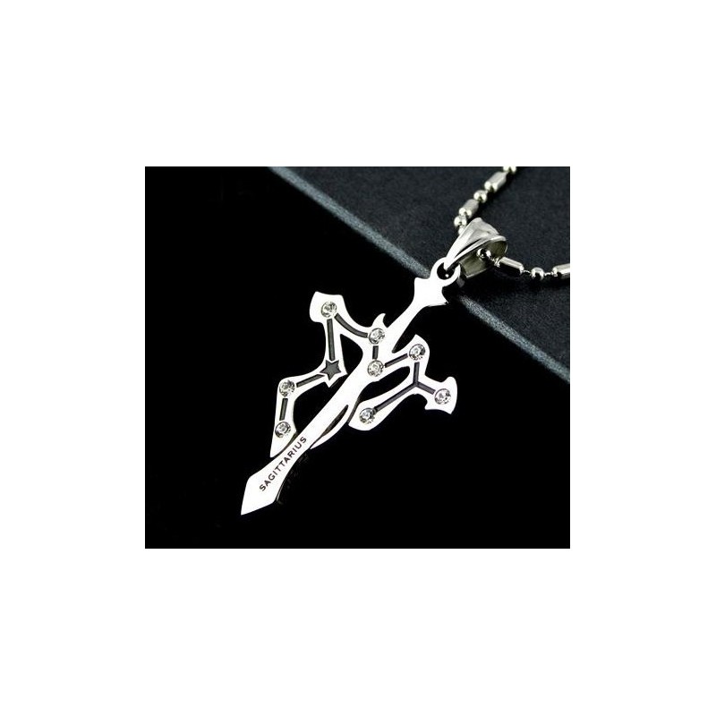 Collana Con Ciondolo A Forma Di Croce Del Sagittario In Titanio Puro Collana Con Ciondolo A Forma Di Croce Del Sagittario In Titanio Puro