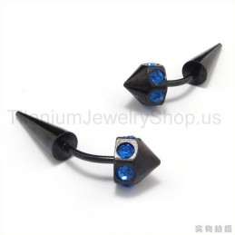 Orecchini In Titanio Nero Con Diamanti Blu Intarsiati