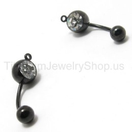Orecchini Mini In Titanio Nero Con Diamanti Intarsiati