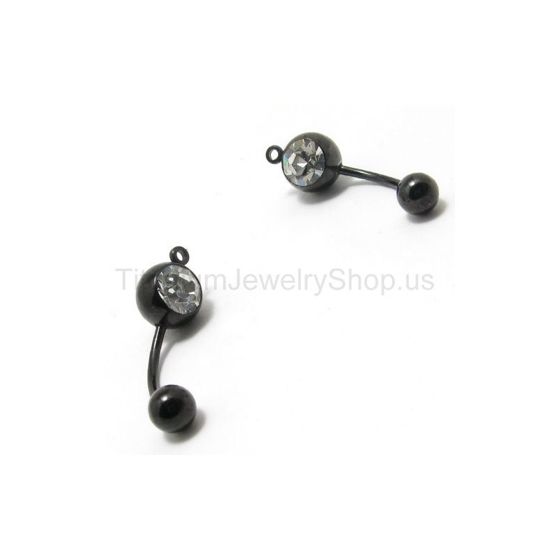Orecchini Mini In Titanio Nero Con Diamanti Intarsiati Orecchini Mini In Titanio Nero Con Diamanti Intarsiati
