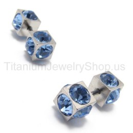 Orecchini Boxes In Titanio Con Diamanti Blu Intarsiati