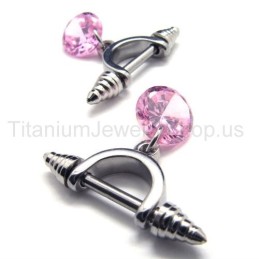 Orecchini Cold Weapon In Titanio Con Diamanti Rosa