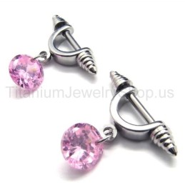 Orecchini Cold Weapon In Titanio Con Diamanti Rosa