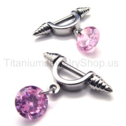 Orecchini Cold Weapon In Titanio Con Diamanti Rosa