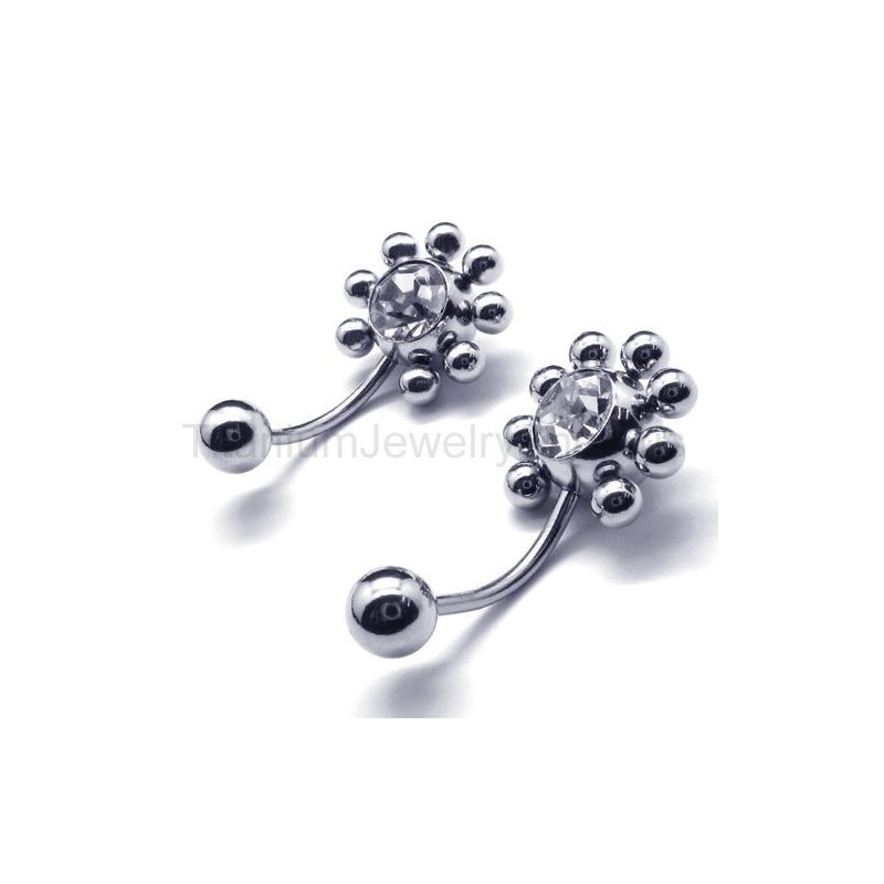 Orecchini In Titanio Con Intarsi Di Diamanti E Girasole