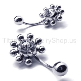 Orecchini In Titanio Con Intarsi Di Diamanti E Girasole