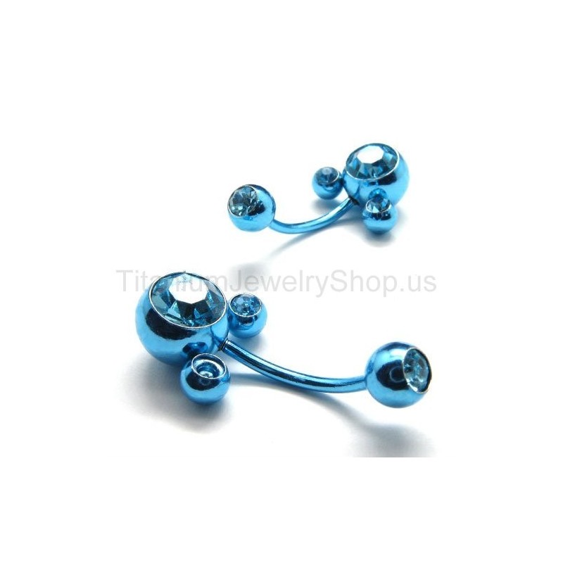Orecchini In Titanio Con Fiore Blu E Diamanti Intarsiati Orecchini In Titanio Con Fiore Blu E Diamanti Intarsiati