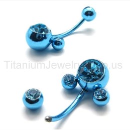 Orecchini In Titanio Con Fiore Blu E Diamanti Intarsiati