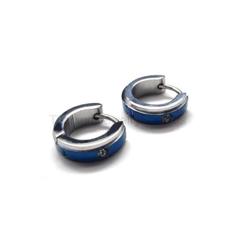 Orecchini In Titanio Blu Con Diamanti Orecchini In Titanio Blu Con Diamanti