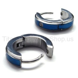 Orecchini In Titanio Blu Con Diamanti