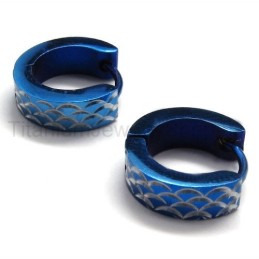 Orecchini Ad Anello In Titanio Blu Inciso
