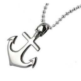 Collana Con Ciondolo In Titanio Puro, Teschio, Ancora E Croce