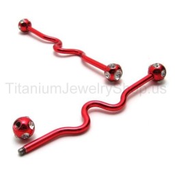 Orecchini In Titanio Rosso Intrecciato