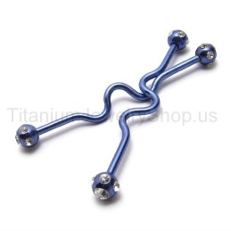 Orecchini In Titanio Blu Intrecciati